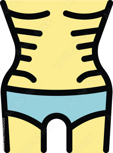 Woman body with visible ribs after weight loss or extended fasting