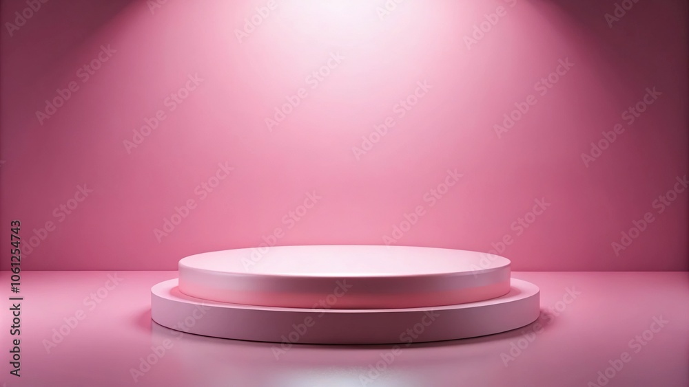 minimalistic pink round podium studio with soft light Symmetrical minimalistic pink round podium studio with soft light Symmetrical