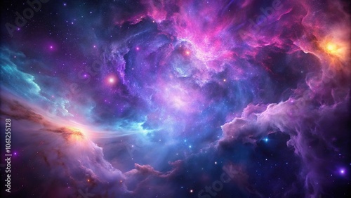 Nebula with purple and pink colors against a dark background, pink, starfield, universe