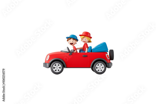 Fun Road Trip with Kids in Cartoon Car