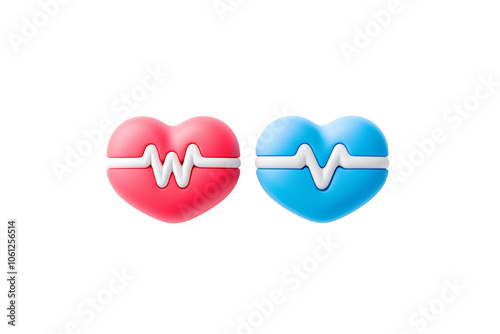 Heart Icons with Heartbeat Line Design