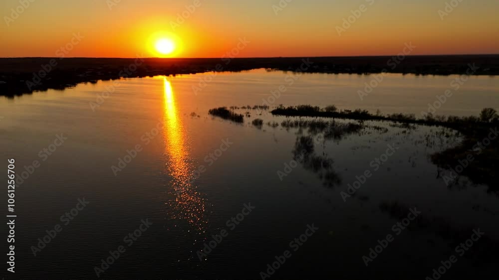 Aerial view of the sunset over Lake Brownwood, Brownwood, Texas Aerial view of the sunset over Lake Brownwood, Brownwood, Texas