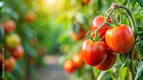 Wallpaper Mural Side view of a mature tomato plant with sturdy stem and abundant fruit, summer harvest, lush foliage, greenery Torontodigital.ca