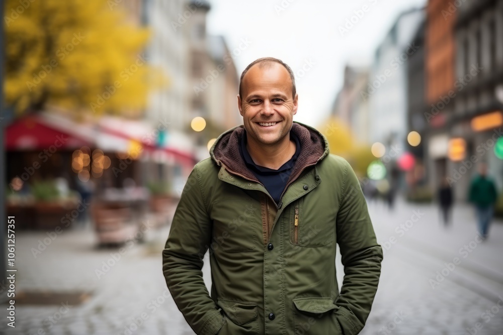 Portrait of a handsome man smiling at the camera in the city Portrait of a handsome man smiling at the camera in the city