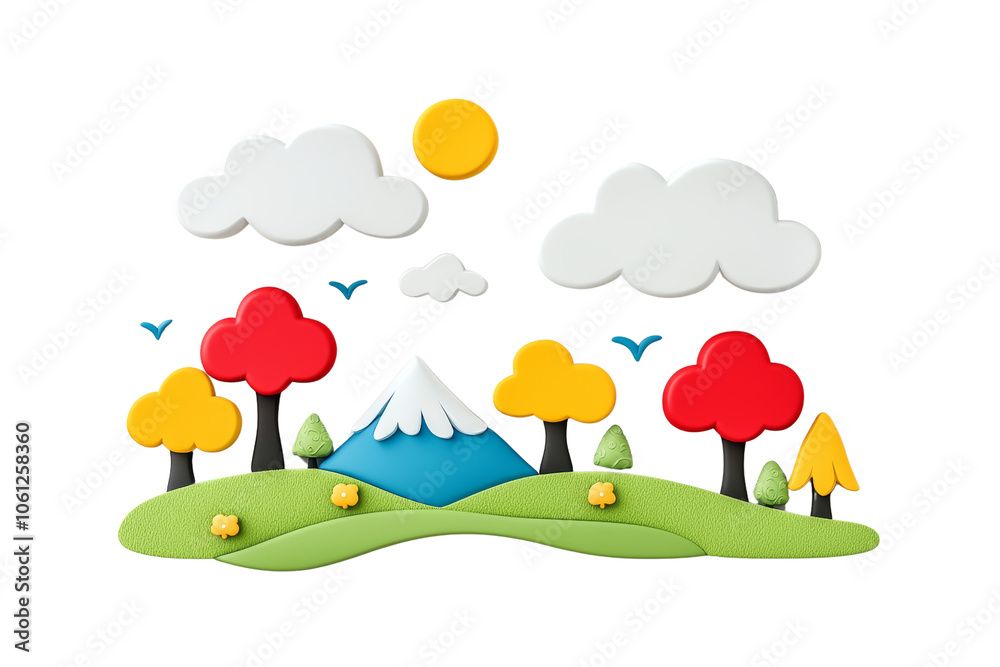 Colorful Landscape with Trees and Mountains Colorful Landscape with Trees and Mountains