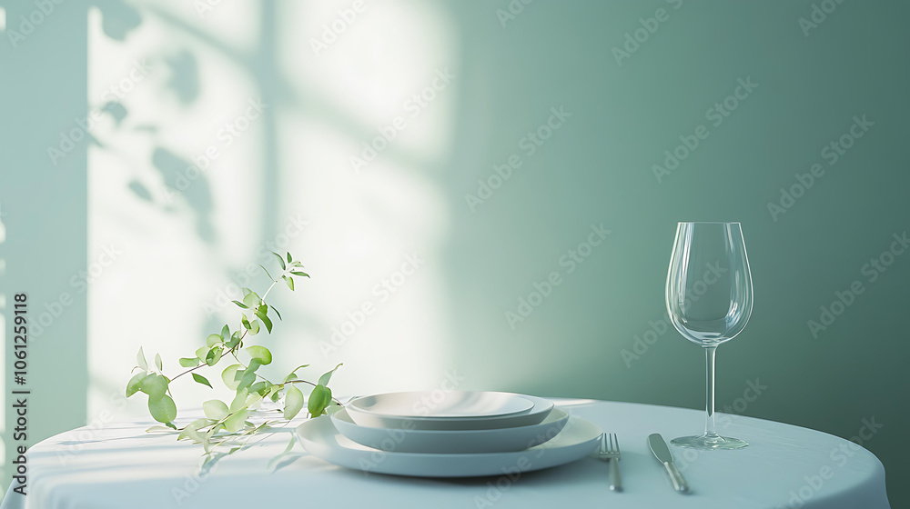 Minimalistic Dining Table Setup with Natural Light Minimalistic Dining Table Setup with Natural Light