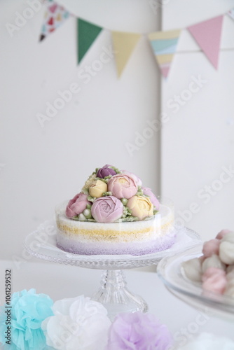 Birthday Wedding Celebration Dried Pollack Flower Cake Party Table