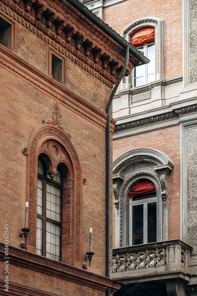 Close-up of architecture in central Bologna, Italy Close-up of architecture in central Bologna, Italy