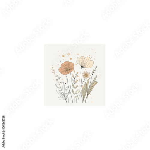 Elegant Botanical Art with Minimalist Flower Illustration