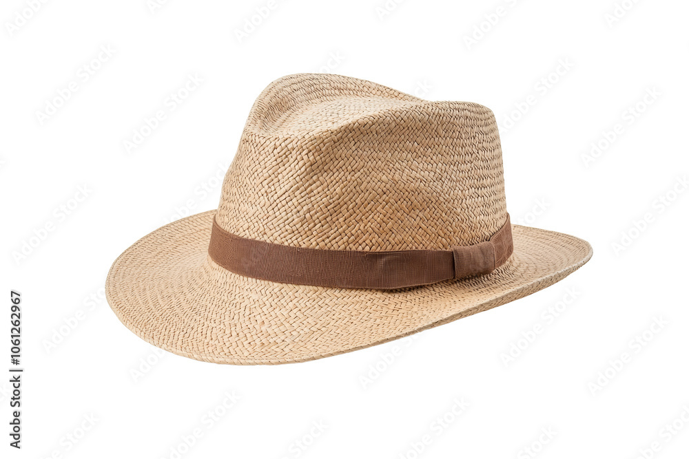 Stylish Straw Hat with Brown Band for Summer Wear Stylish Straw Hat with Brown Band for Summer Wear