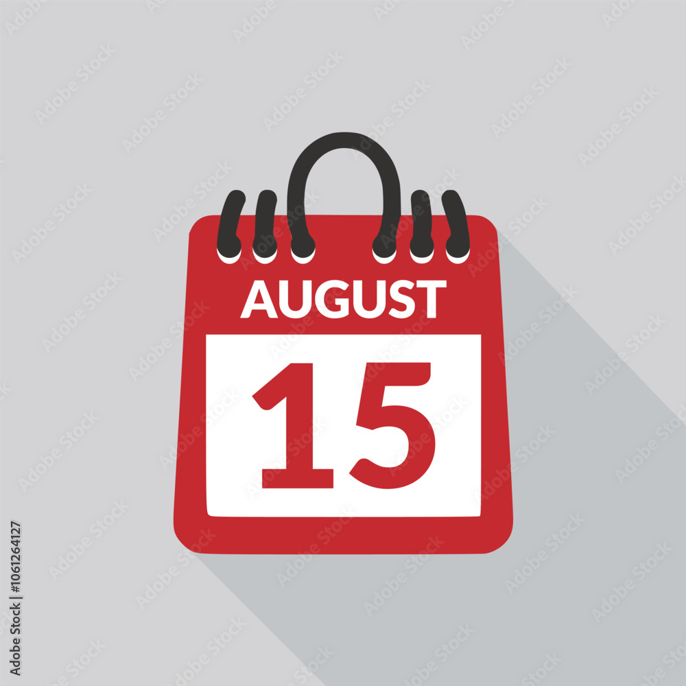 Fototapeta premium August 15 Calendar icon vector illustration.