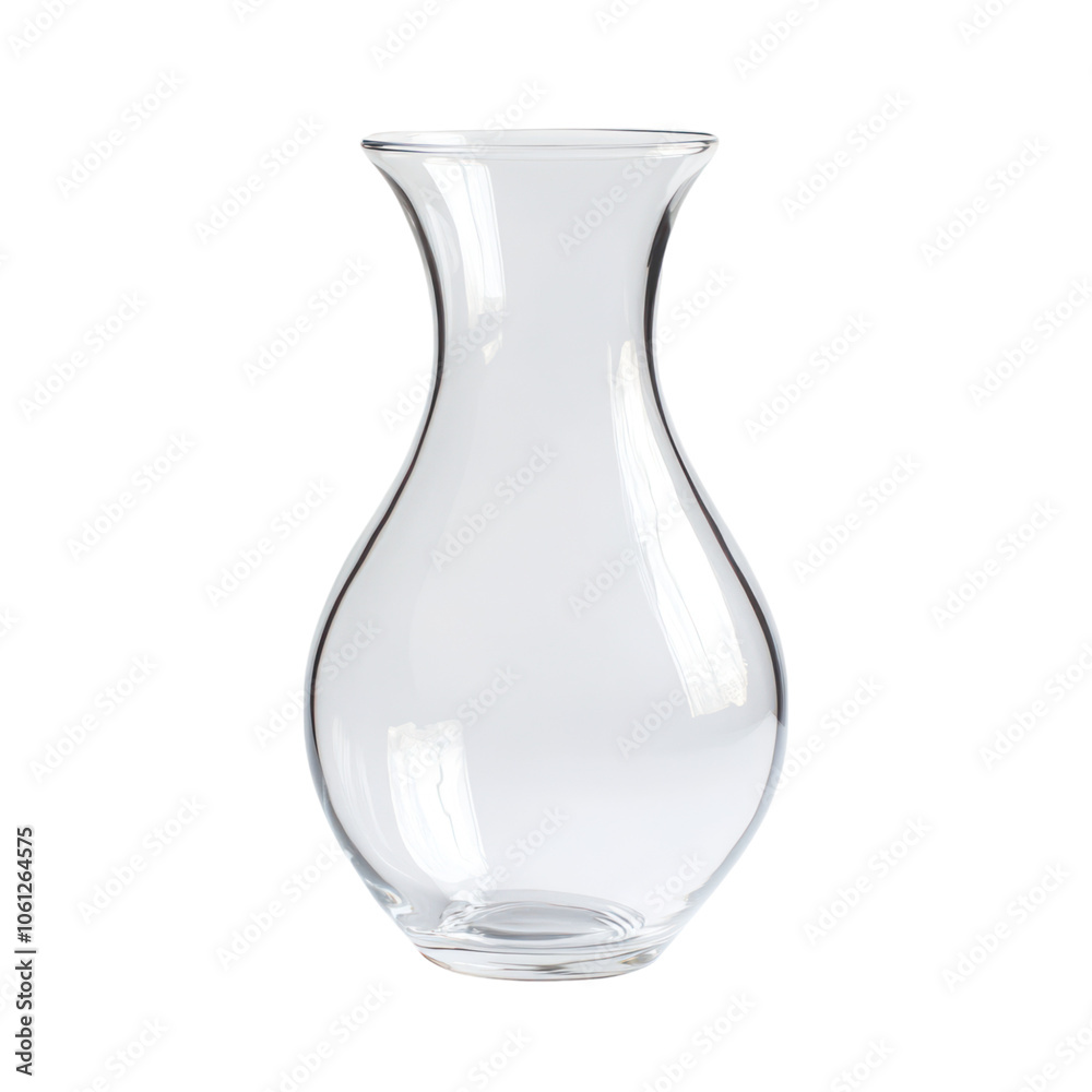 Empty Glass Vase on Transparent Background