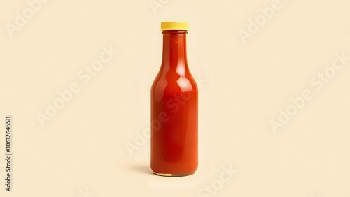 Hot Sauce Bottle on Beige Background