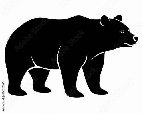 Bear silhouette vector black illustration on white background