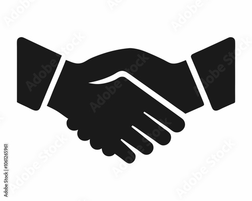 handshake silhouette black vector on white background