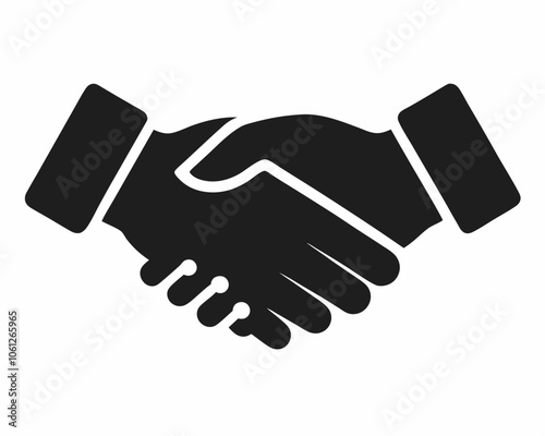 handshake silhouette black vector on white background