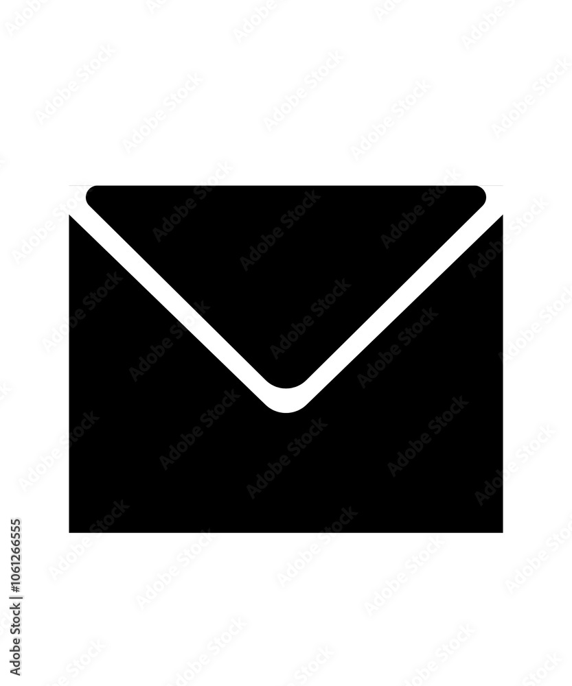 Image of a black envelope dot icon on a white background Image of a black envelope dot icon on a white background