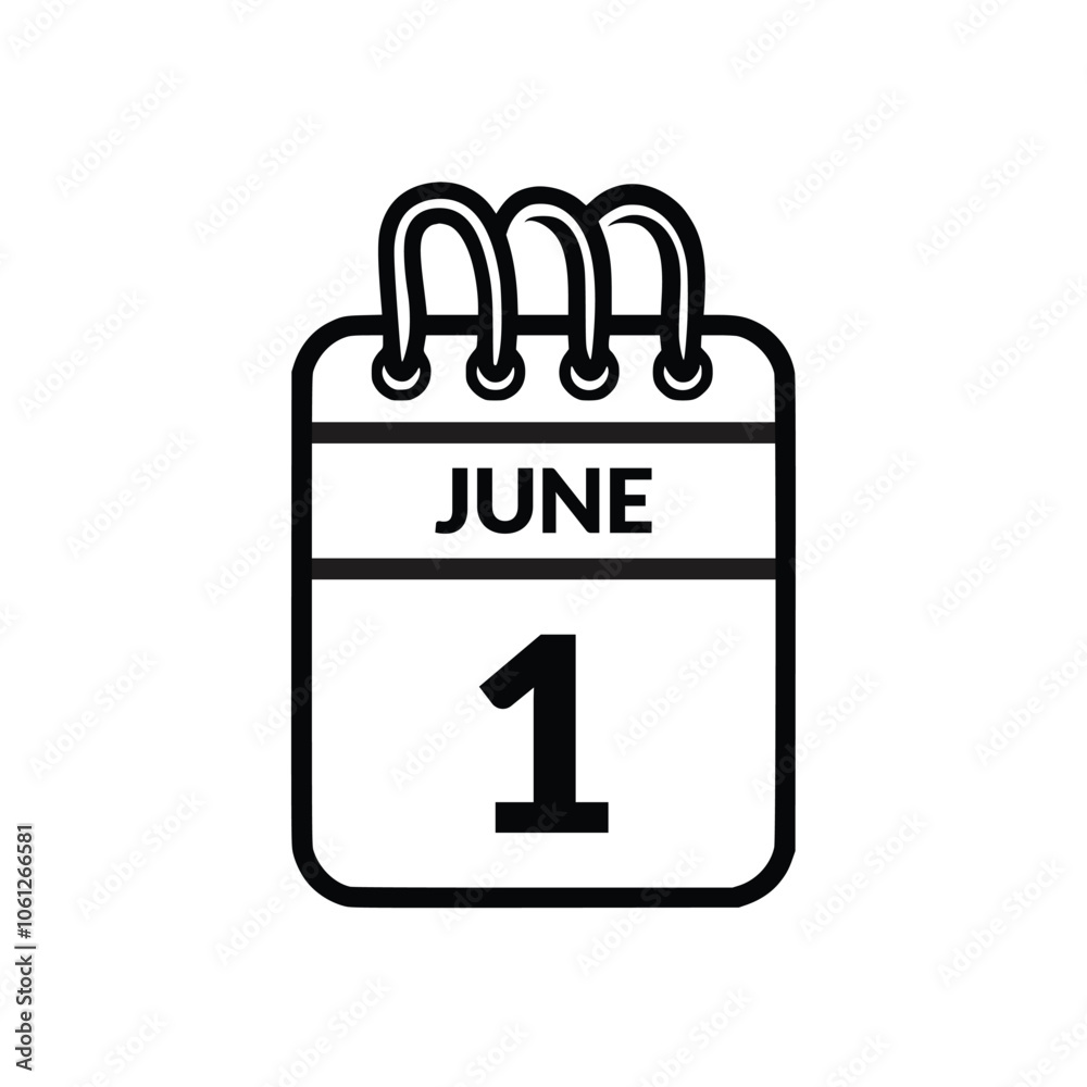 June 1 Calendar icon vector illustration. June 1 Calendar icon vector illustration.