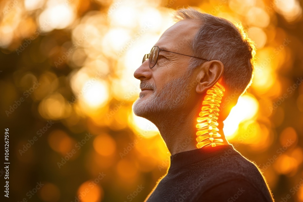 Profile of a Man with Sunset Glow Background Profile of a Man with Sunset Glow Background