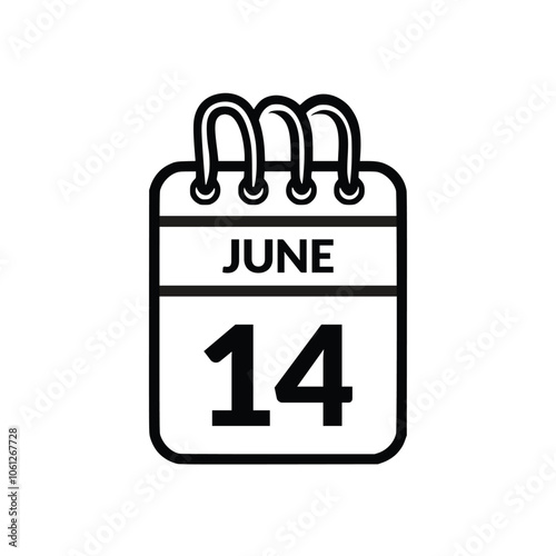 June 14 Calendar icon vector illustration.