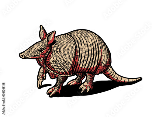 Vintage Armadillo Vector Illustration