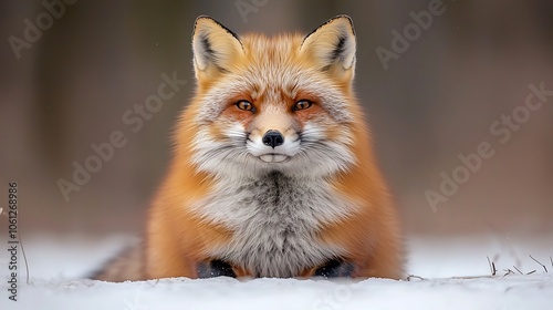 Majestic red fox resting in snowy landscape showcases nature's beauty and resilience in winter habitat