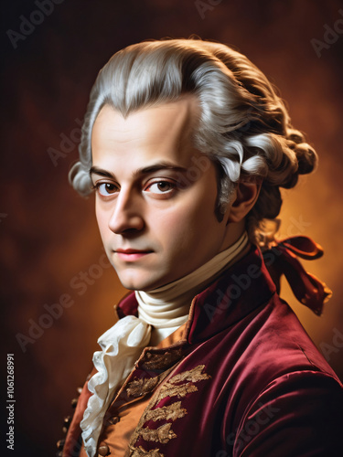 Mozart’s portrait highlights his extraordinary talent.