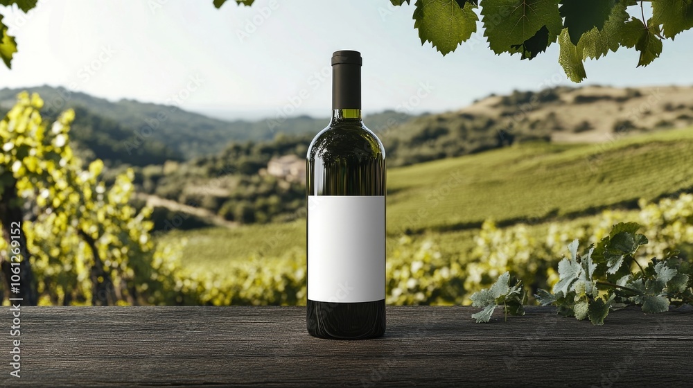 Fototapeta premium wine bottles in vineyard