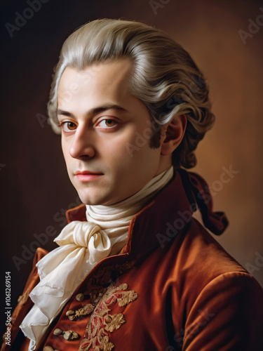 Mozart’s portrait illustrates his timeless musical legacy.
