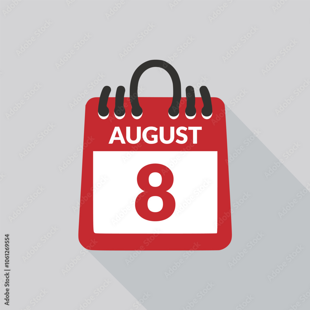 August 8 Calendar icon vector illustration. August 8 Calendar icon vector illustration.