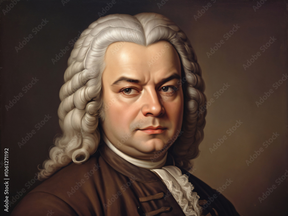 A vibrant portrait of Bach, the musical prodigy. A vibrant portrait of Bach, the musical prodigy.