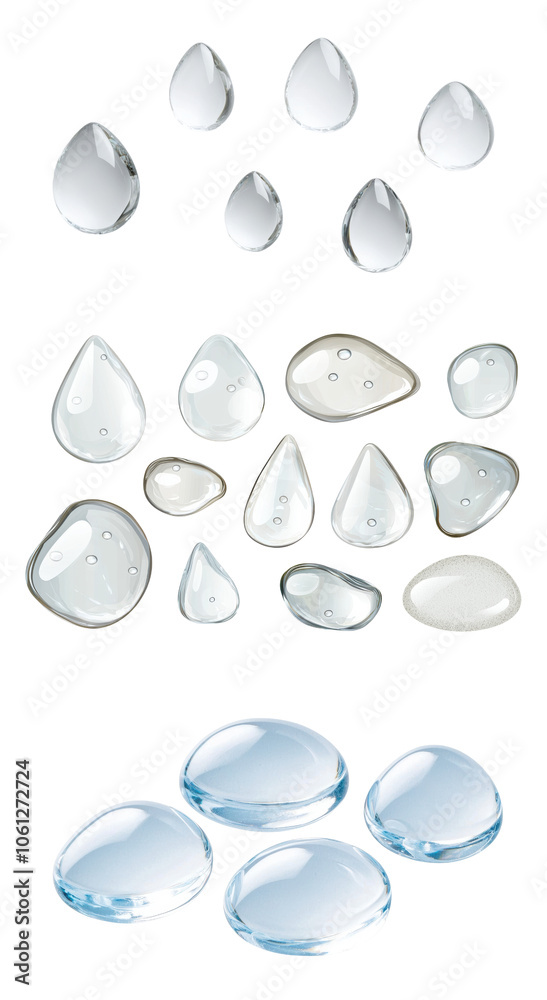 Clear Water Droplets on Transparent Background Clear Water Droplets on Transparent Background
