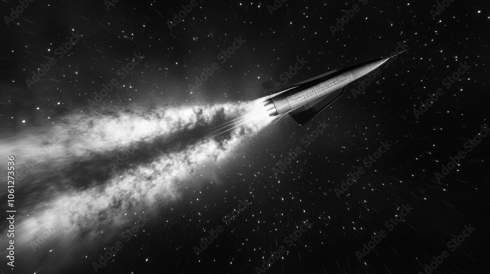 Futuristic Rocket in Deep Space