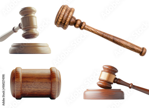 Elegant Wooden Gavel Set for Legal Themes  isolated on transparent background photo