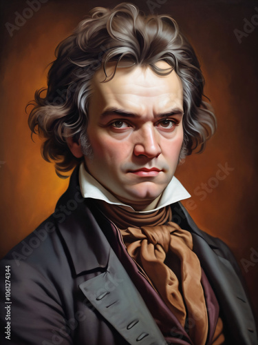 Mozart’s portrait captures his musical genius.