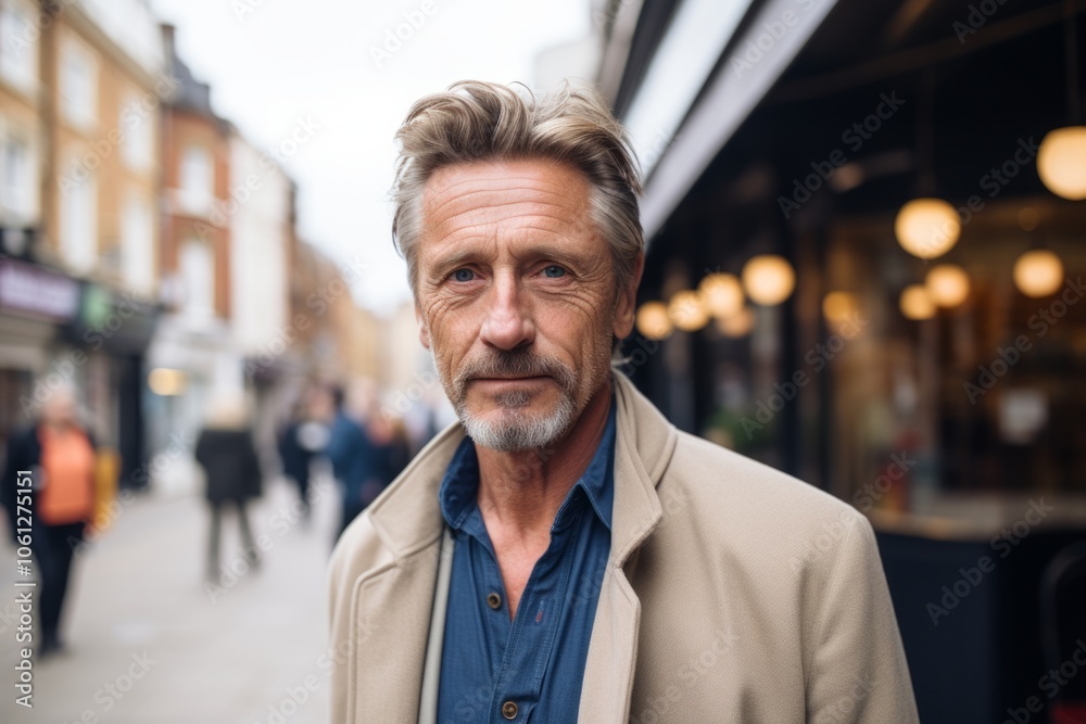 Portrait of a handsome senior man with grey hair in the city. Portrait of a handsome senior man with grey hair in the city.