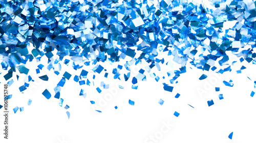 Blue confetti isolated on white background