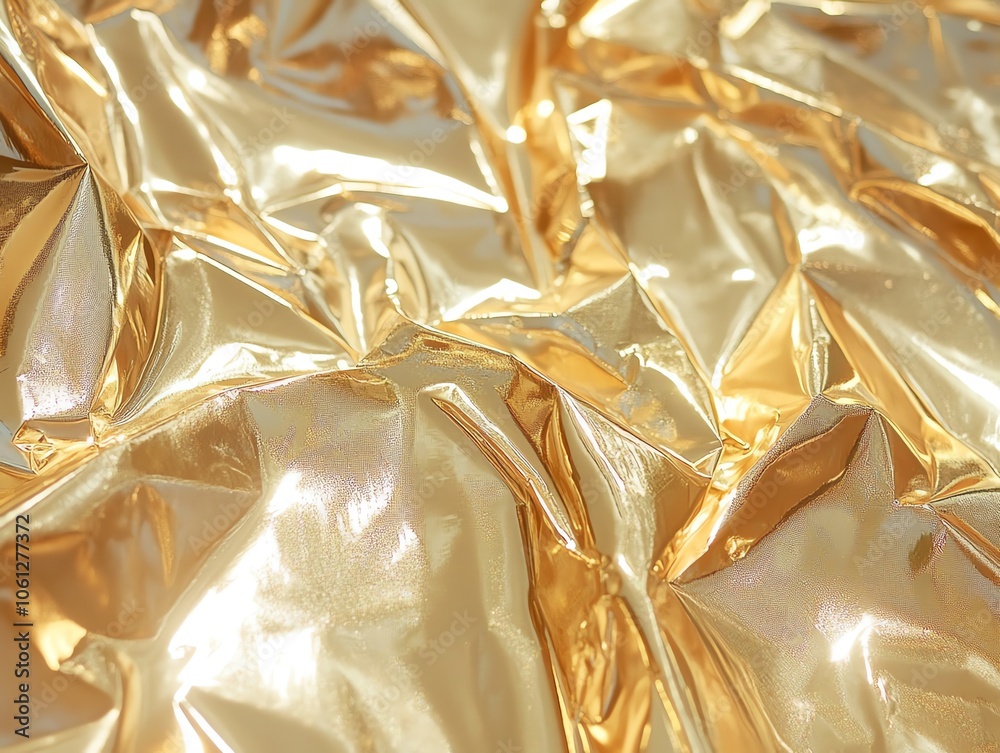 Shiny crumpled gold foil texture background Shiny crumpled gold foil texture background
