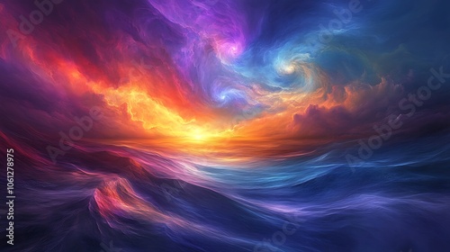 Breathtaking sunset illuminates ocean waves