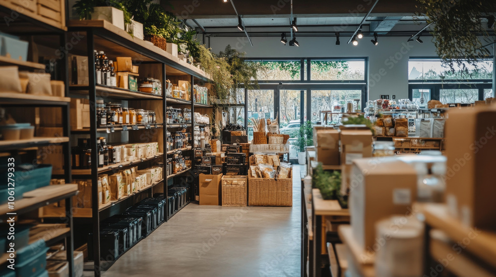 Cozy Eco-Friendly Grocery Store Interior Cozy Eco-Friendly Grocery Store Interior