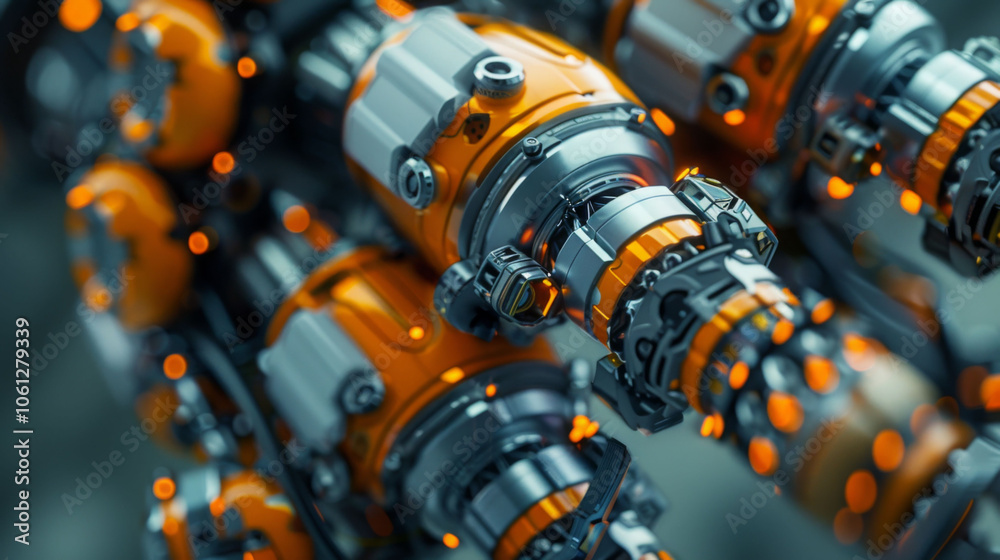 Macro shot of internal mechanics of robot showcasing intricate details and vibrant colors. image captures complexity and precision of robotic components, evoking sense of advanced technology and Macro shot of internal mechanics of robot showcasing intricate details and vibrant colors. image captures complexity and precision of robotic components, evoking sense of advanced technology and