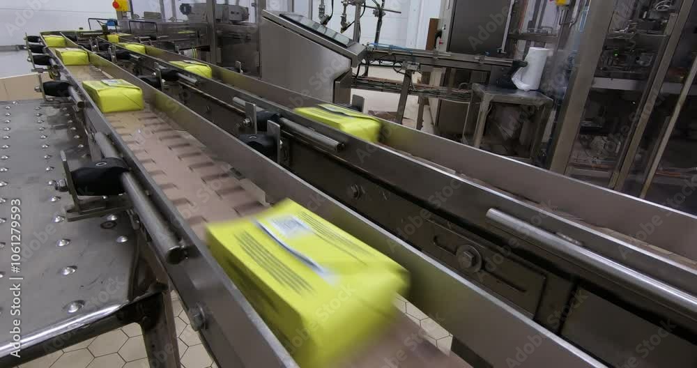 Butter production. An automated line for the production of dairy products in a modern factory