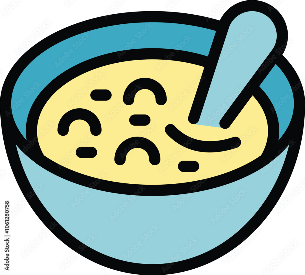 Simple vector of a bowl of soup being stirred with a spoon, perfect for representing soup kitchens, food banks, or restaurants Simple vector of a bowl of soup being stirred with a spoon, perfect for representing soup kitchens, food banks, or restaurants