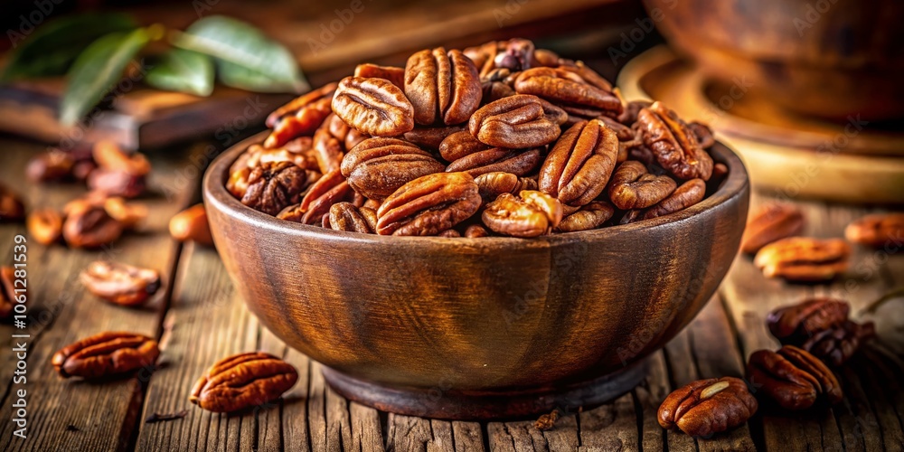 Pecan Bowl Food Photography - Delicious Roasted Pecans in a Bowl Pecan Bowl Food Photography - Delicious Roasted Pecans in a Bowl