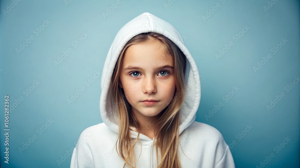 Silent, mysterious, her white hoodie a canvas for your words. Silent, mysterious, her white hoodie a canvas for your words.