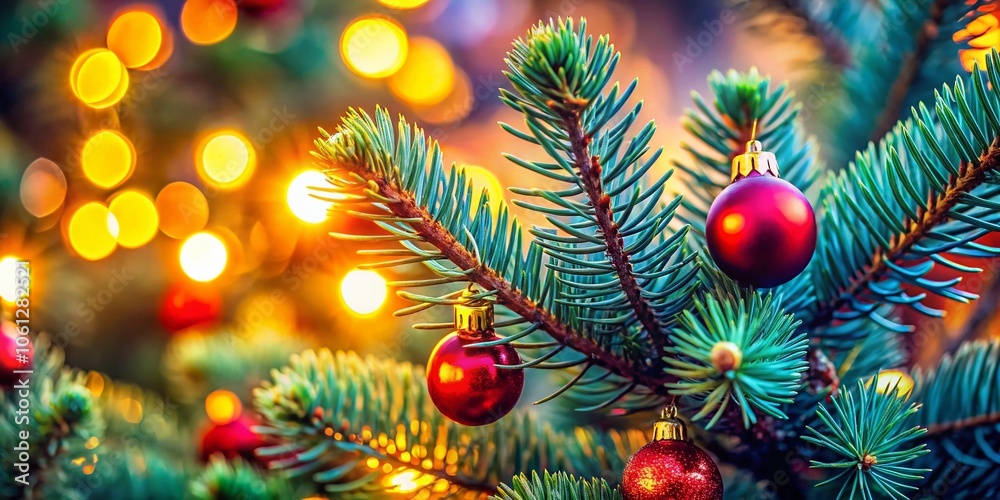 Simple, elegant, and minimalist: a Christmas tree closeup. Simple, elegant, and minimalist: a Christmas tree closeup.