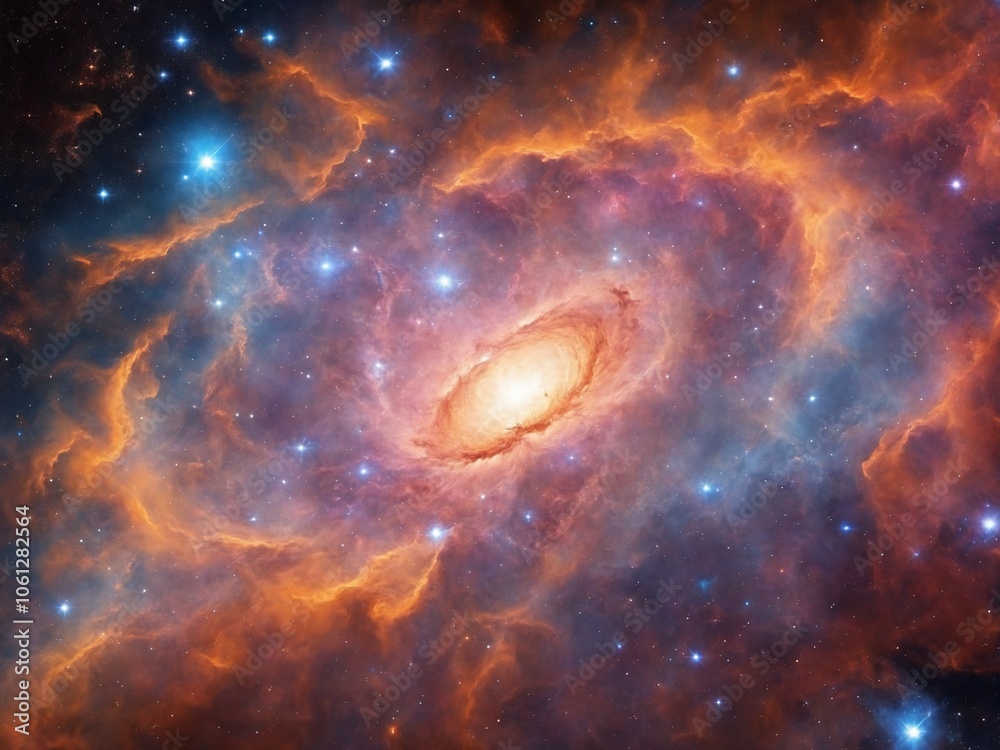 Bright Nebula Surrounded by Colorful Cosmic Clouds in Deep Space Bright Nebula Surrounded by Colorful Cosmic Clouds in Deep Space