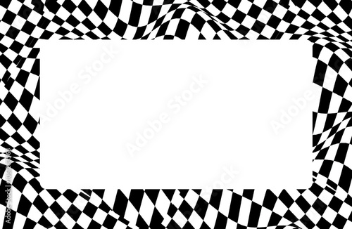 Abstract square grid pattern isolated on checkerboard background.