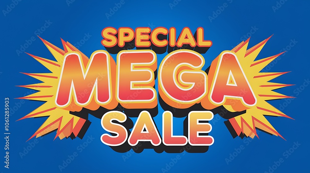 Fototapeta premium 3D Special Mega Sale Banner with Exploding Starburst