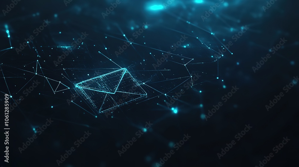 Fototapeta premium Abstract technology background with mail sign,email marketing or newsletter concept, black background 